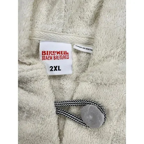 Birdwell Beach Britches Baja Terry Cloth Towel Pullover Hoodie Cream Size 2XL